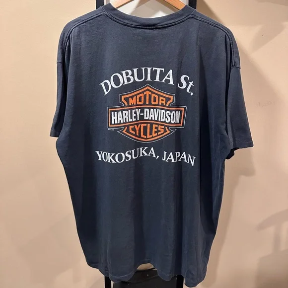 Vintage Harley Davidson 1995 Evolution Yokosuka, Japan Faded Tee
